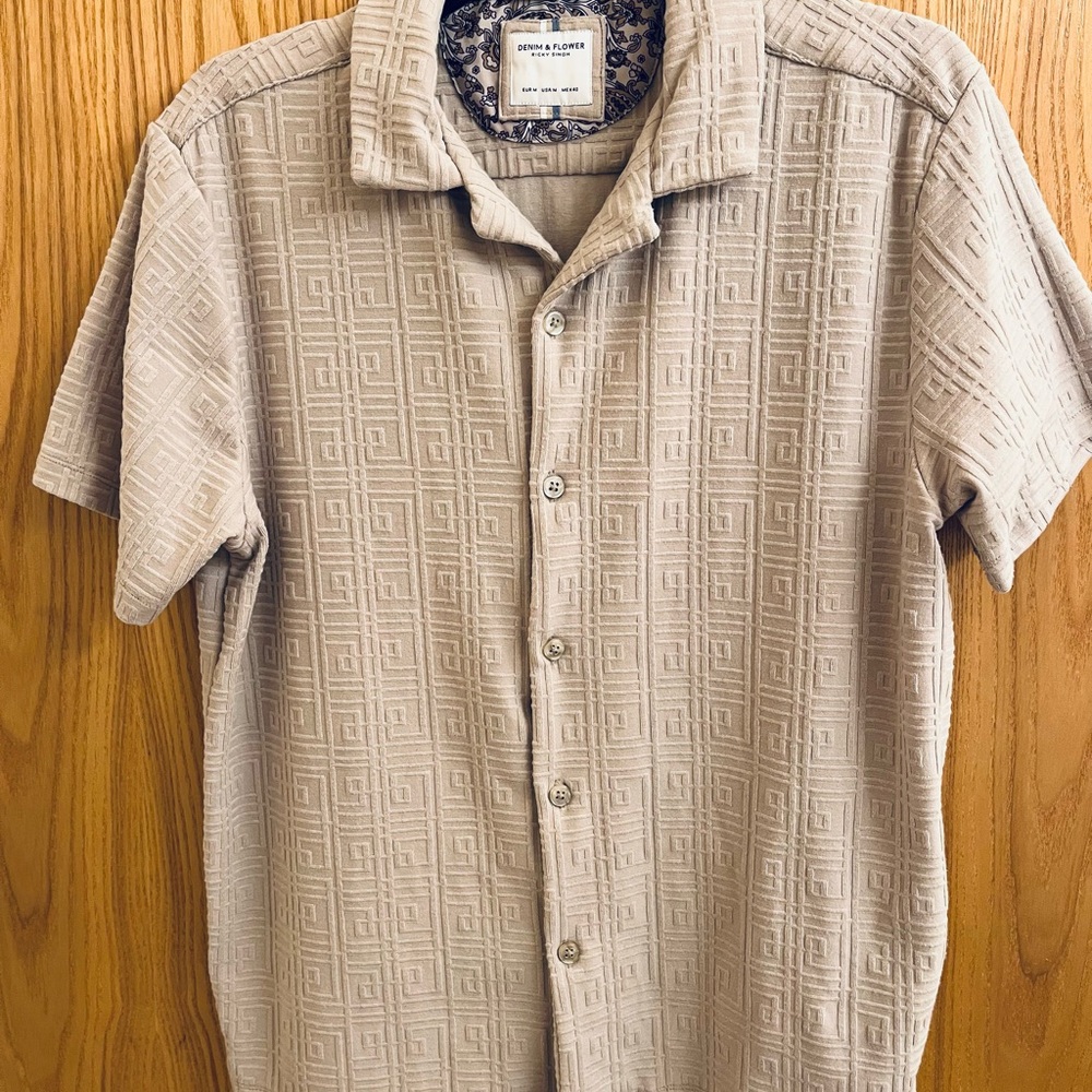 Denim & Flower Beige Patterned Casual Shirt